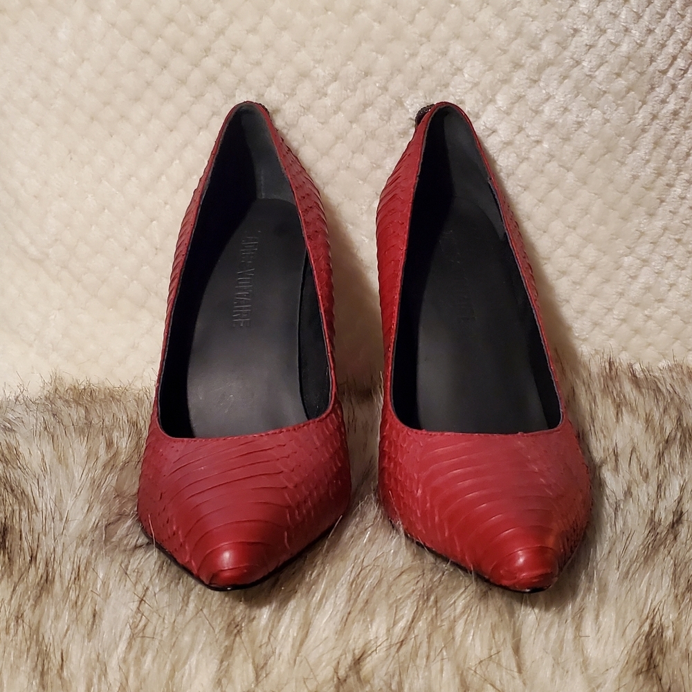 Nwot Zadig & Voltaire Red Python Pointed Toe Heel… - image 1